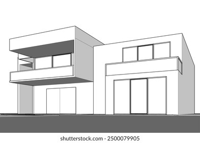 architectural sketch of a house