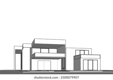 architectural sketch of a house