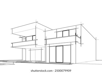 architectural sketch of a house