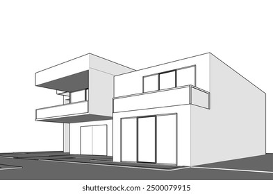 architectural sketch of a house