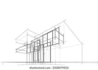 architectural sketch of a house