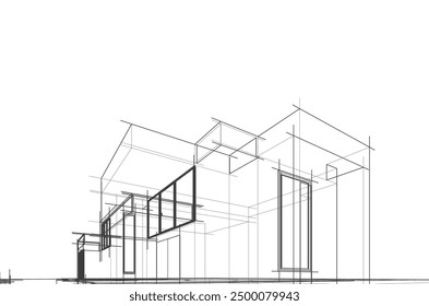 architectural sketch of a house