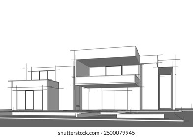 architectural sketch of a house