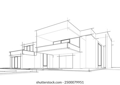 architektonische Skizze eines Hauses