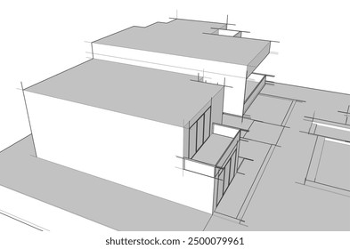 architectural sketch of a house