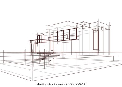 architectural sketch of a house