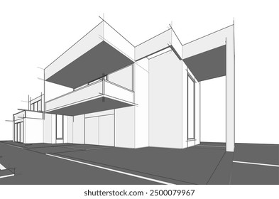 architectural sketch of a house