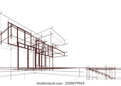 architektonische Skizze eines Hauses