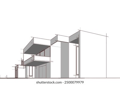 architektonische Skizze eines Hauses