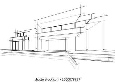 architectural sketch of a house