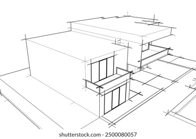 architektonische Skizze eines Hauses