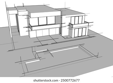 Boceto arquitectónico de una casa