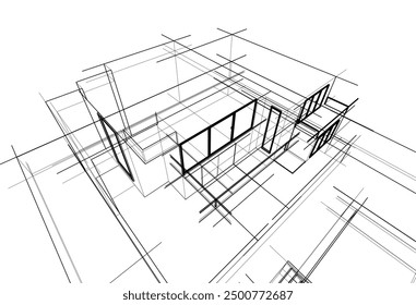 architectural sketch of a house