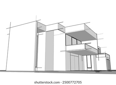 Boceto arquitectónico de una casa