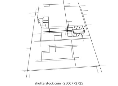 architectural sketch of a house