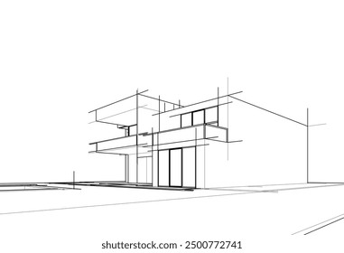 architectural sketch of a house