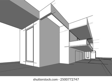 Boceto arquitectónico de una casa