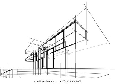 architectural sketch of a house