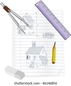 architectural sketch of the house