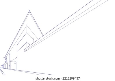 Architectural sketch of a house 3d illustration