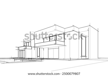 architectural sketch of a house
