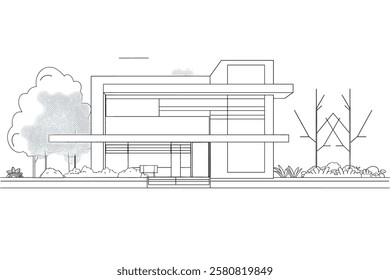 architectural sketch of a house building concept project 3d illustration