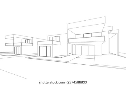 Architectural sketch of a house vector drawing
