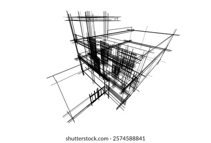 Architectural sketch of a house vector drawing