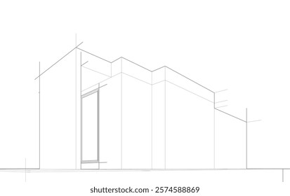 Architectural sketch of a house vector drawing