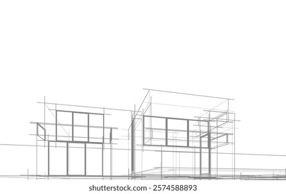 Architectural sketch of a house vector drawing