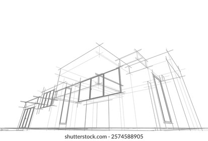Architectural sketch of a house vector drawing