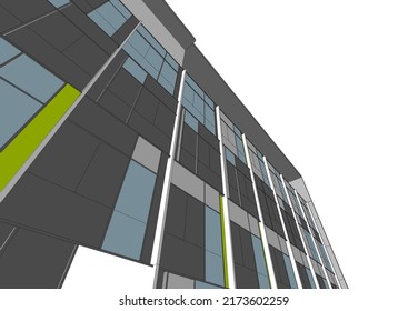 Architectural sketch of modern building