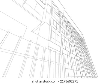 Architectural sketch of modern building