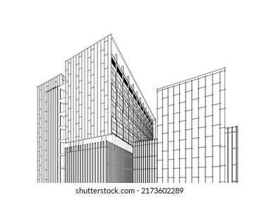 Architectural sketch of modern building