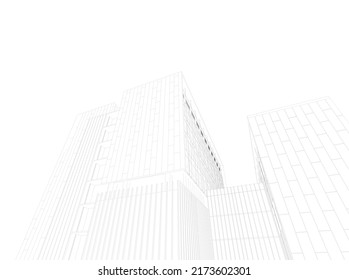 Architectural sketch of modern building