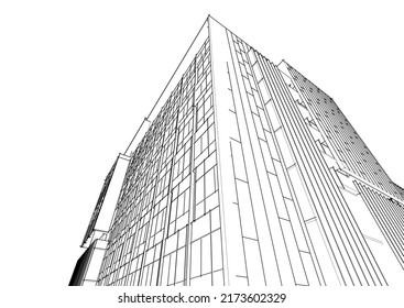 Architectural sketch of modern building
