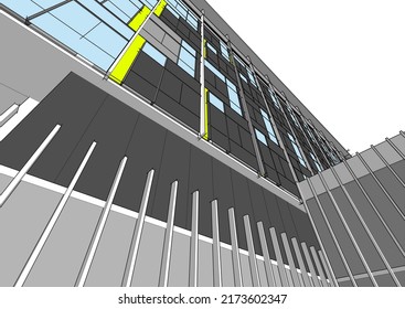 Esbozo arquitectónico del edificio moderno