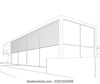 Architectural sketch of modern building 3d illustration
