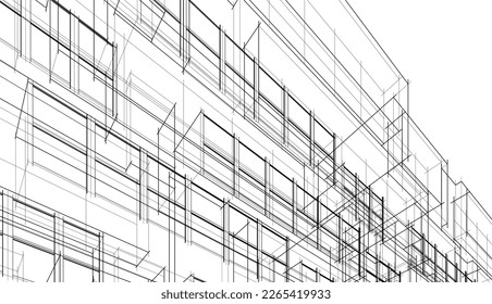 Esbozo arquitectónico de la ilustración vectónica de edificios modernos 