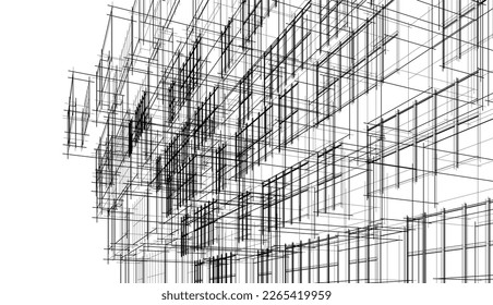 Architectural sketch of modern building vector illustration 