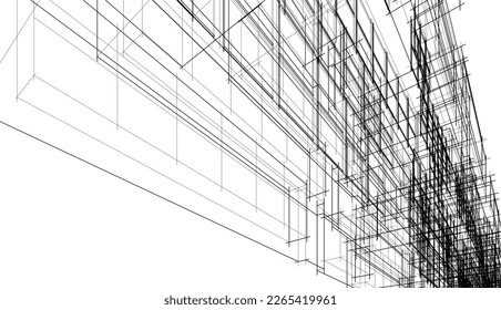 Architectural sketch of modern building vector illustration 