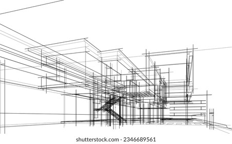 Architectural sketch of modern house