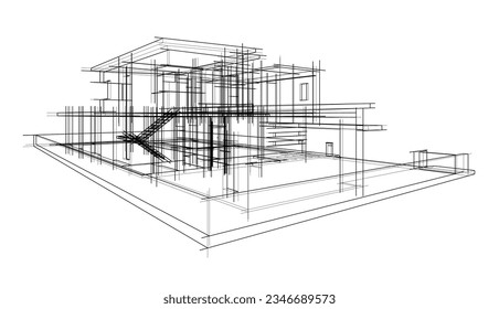 Architectural sketch of modern house