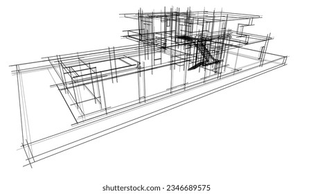 Architectural sketch of modern house
