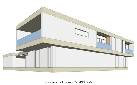 Architectural sketch of modern house building vector illustration