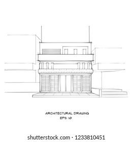 Architectural Sketch on White Background : Vector Illustration