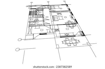 dibujo arquitectónico vector ilustración 3d