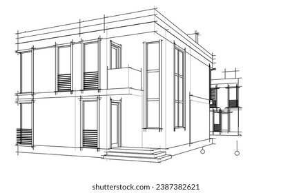 dibujo arquitectónico vector ilustración 3d