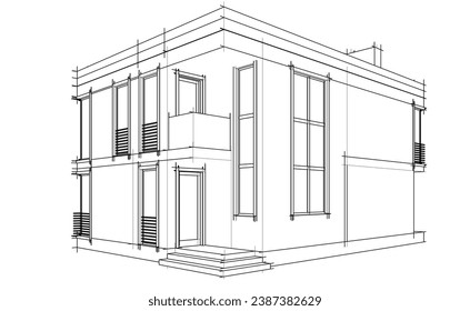 dibujo arquitectónico vector ilustración 3d