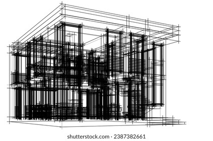 dibujo arquitectónico vector ilustración 3d